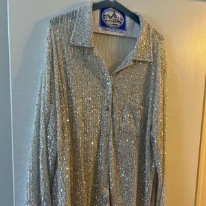Red Dress boutique “irresistible glamour” button down sequin top. Worn.
